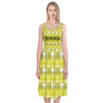 Yellow plaid pattern Midi Sleeveless Dress