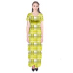 Yellow plaid pattern Short Sleeve Maxi Dress