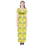 Yellow plaid pattern Short Sleeve Maxi Dress