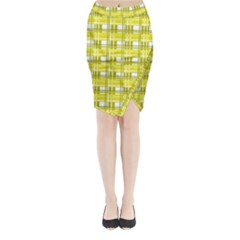 Yellow plaid pattern Midi Wrap Pencil Skirt from ArtsNow.com