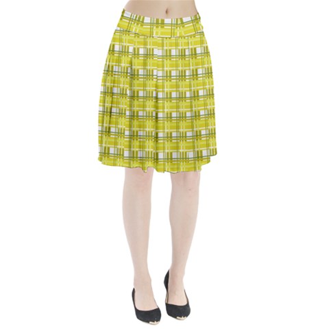 Yellow plaid pattern Pleated Skirt from ArtsNow.com