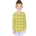 Yellow plaid pattern Kids  Long Sleeve Tee