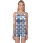 Decorative plaid pattern One Piece Boyleg Swimsuit