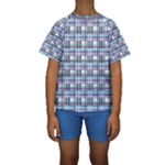 Decorative plaid pattern Kids  Short Sleeve Swimwear