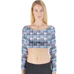 Decorative plaid pattern Long Sleeve Crop Top