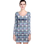Decorative plaid pattern Long Sleeve Bodycon Dress