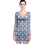 Decorative plaid pattern Long Sleeve Bodycon Dress