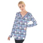 Decorative plaid pattern Women s Tie Up Tee