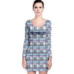 Decorative plaid pattern Long Sleeve Velvet Bodycon Dress