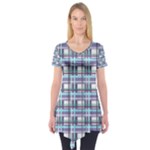 Decorative plaid pattern Short Sleeve Tunic 