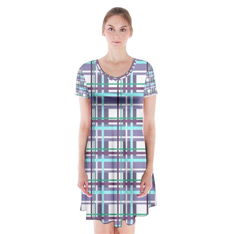 Decorative plaid pattern Short Sleeve V