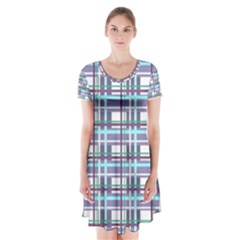 Decorative plaid pattern Short Sleeve V