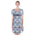 Decorative plaid pattern Short Sleeve V-neck Flare Dress