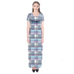 Decorative plaid pattern Short Sleeve Maxi Dress