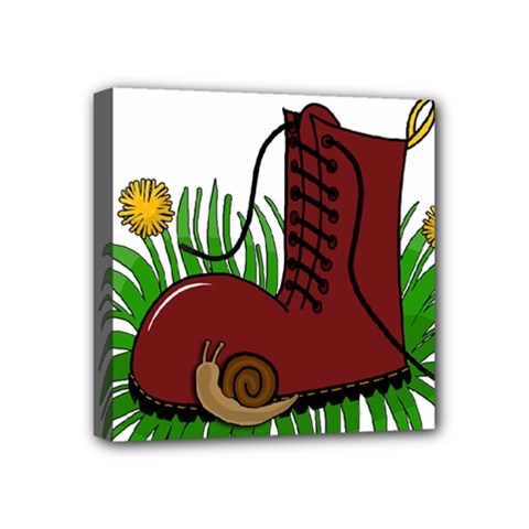 Boot in the grass Mini Canvas 4  x 4  from ArtsNow.com