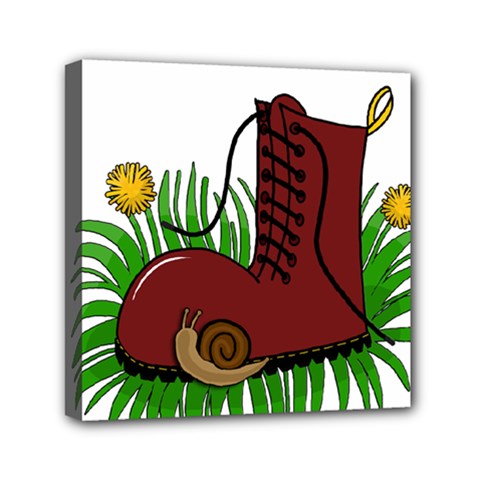 Boot in the grass Mini Canvas 6  x 6  from ArtsNow.com