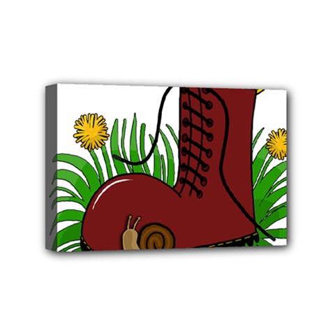 Boot in the grass Mini Canvas 6  x 4  from ArtsNow.com