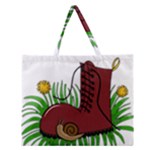 Boot in the grass Zipper Large Tote Bag