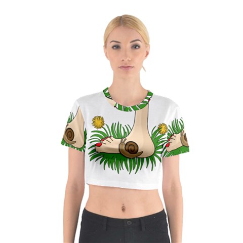 Barefoot in the grass Cotton Crop Top from ArtsNow.com