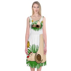 Barefoot in the grass Midi Sleeveless Dress from ArtsNow.com