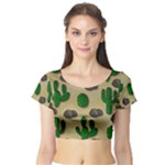 Cactuses Short Sleeve Crop Top (Tight Fit)