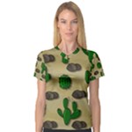 Cactuses Women s V-Neck Sport Mesh Tee