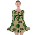 Cactuses Long Sleeve Skater Dress