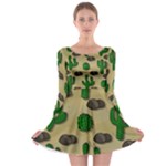 Cactuses Long Sleeve Skater Dress