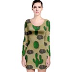 Cactuses Long Sleeve Velvet Bodycon Dress