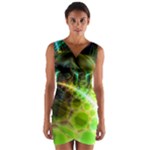 Dawn Of Time, Abstract Lime & Gold Emerge Wrap Front Bodycon Dress Dawn Of Time, Abstract Lime & Gold Emerge Wrap Front Bodycon Dress