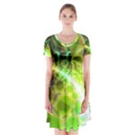 Dawn Of Time, Abstract Lime & Gold Emerge Short Sleeve V-neck Flare Dress Dawn Of Time, Abstract Lime & Gold Emerge Short Sleeve V-neck Flare Dress