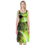 Dawn Of Time, Abstract Lime & Gold Emerge Midi Sleeveless Dress