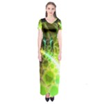 Dawn Of Time, Abstract Lime & Gold Emerge Short Sleeve Maxi Dress