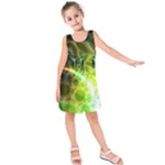 Dawn Of Time, Abstract Lime & Gold Emerge Kids  Sleeveless Dress