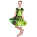 Dawn Of Time, Abstract Lime & Gold Emerge Kids  Short Sleeve Dress