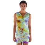 Golden Violet Sea Shells, Abstract Ocean Wrap Front Bodycon Dress