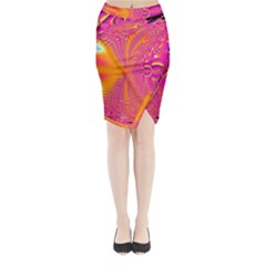 Magenta Boardwalk Carnival, Abstract Ocean Shimmer Midi Wrap Pencil Skirt from ArtsNow.com