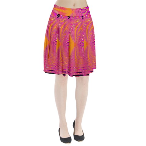 Magenta Boardwalk Carnival, Abstract Ocean Shimmer Pleated Skirt from ArtsNow.com