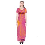 Magenta Boardwalk Carnival, Abstract Ocean Shimmer Short Sleeve Maxi Dress Magenta Boardwalk Carnival, Abstract Ocean Shimmer Short Sleeve Maxi Dress