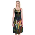 Northern Lights, Abstract Rainbow Aurora Midi Sleeveless Dress