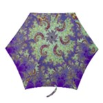 Sea Shell Spiral, Abstract Violet Cyan Stars Mini Folding Umbrellas