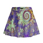 Sea Shell Spiral, Abstract Violet Cyan Stars Mini Flare Skirt