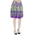Sea Shell Spiral, Abstract Violet Cyan Stars Pleated Skirt Sea Shell Spiral, Abstract Violet Cyan Stars Pleated Skirt