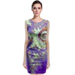 Sea Shell Spiral, Abstract Violet Cyan Stars Classic Sleeveless Midi Dress Sea Shell Spiral, Abstract Violet Cyan Stars Classic Sleeveless Midi Dress