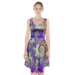 Sea Shell Spiral, Abstract Violet Cyan Stars Racerback Midi Dress Sea Shell Spiral, Abstract Violet Cyan Stars Racerback Midi Dress