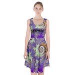 Sea Shell Spiral, Abstract Violet Cyan Stars Racerback Midi Dress