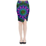 Star Of Leaves, Abstract Magenta Green Forest Midi Wrap Pencil Skirt