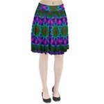 Star Of Leaves, Abstract Magenta Green Forest Pleated Skirt