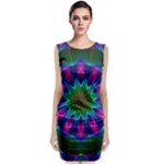 Star Of Leaves, Abstract Magenta Green Forest Classic Sleeveless Midi Dress Star Of Leaves, Abstract Magenta Green Forest Classic Sleeveless Midi Dress