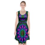 Star Of Leaves, Abstract Magenta Green Forest Racerback Midi Dress Star Of Leaves, Abstract Magenta Green Forest Racerback Midi Dress